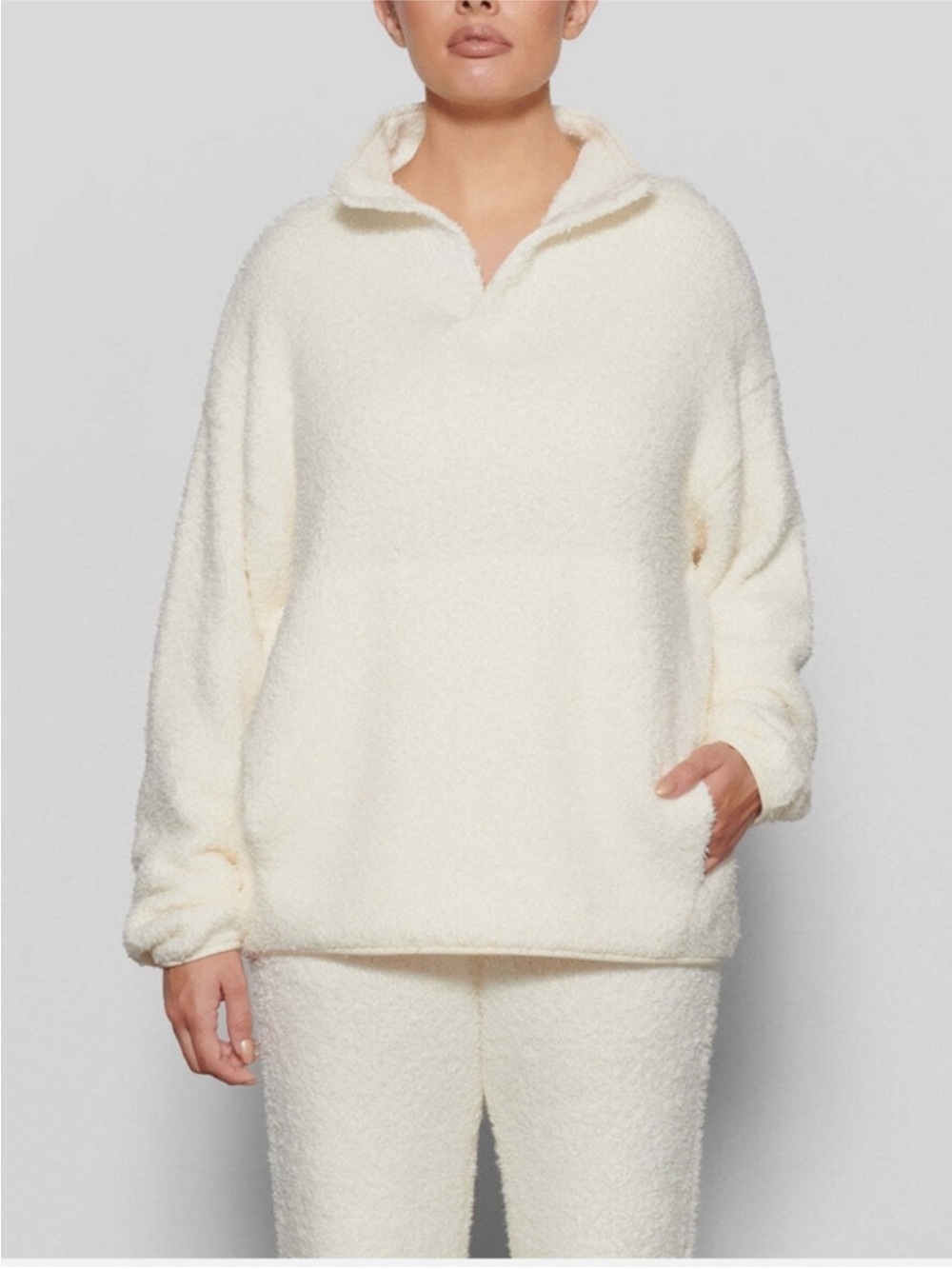 SKIMS Cozy Knit High Neck Snap in Bone